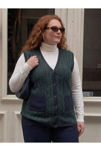 Plus Size Steel Mesh Classic Leopard Pattern Knitted Women's Vest