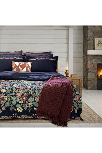 Sıla Black Double 100% Cotton Flannel Duvet Cover Set