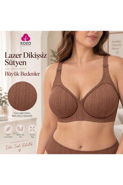 Büyük Beden Balensiz Lazer Kesim Dikişsiz Sütyen —Çıkarılabilir Pedli, Toparlayıcı, İz Bırakmaz Görünmez Sütyen