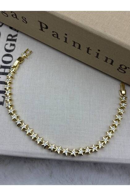 Gold Color Star Model Bracelet with Zircon Stones in the Middle Cm148