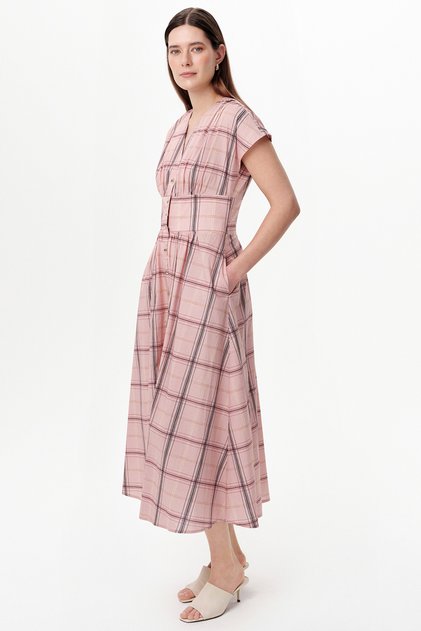 Sleeveless V-Neck Regular Midi Dress with Gipeli Waistband
