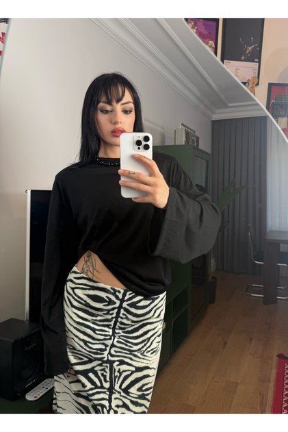 Demi Vatkalı Bluz Siyah