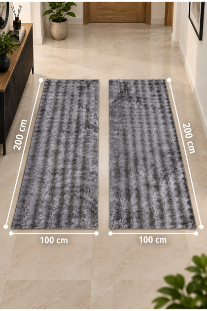 Set 2 Traverse Bubble gri 100x200 cm, Gri, Moi și Pufoase, pentru Hol, Dormitor și Living
