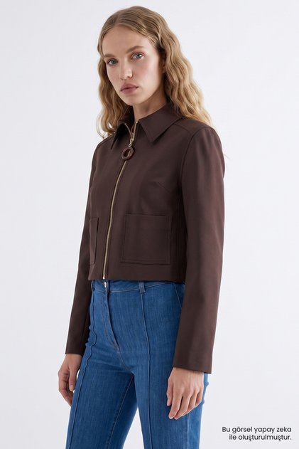 Short Regular Jacket with Zipper and Accessory Pockets