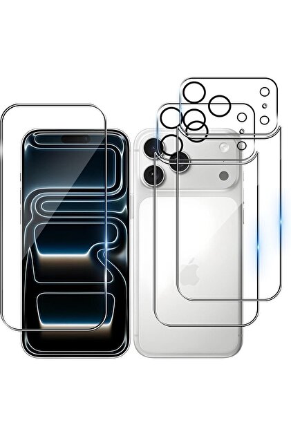 Set of 3 iPhone 18 Pro Max / 17 Pro Max Compatible Tempered Glass Screen Protector Nano Glass Back Protection and Camera Surround Protection