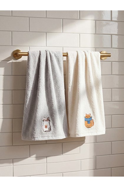 Esvab • Modern & Distinctive Embroidered Cotton Hand Towel Set of 2