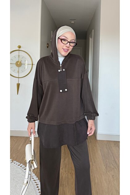 Molly Nelly Women's Comfortable Hooded Set with Front Pieces