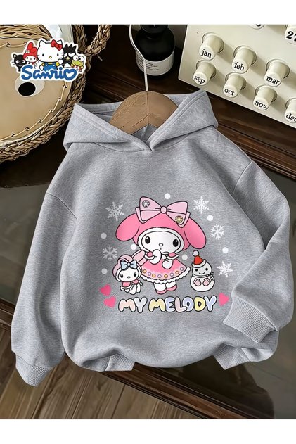 Sweatshirt, Cute Cartoon My Melody Print + Hooded Design, Trendy and Simple Warm Garment for Girls, Loose and Casual
