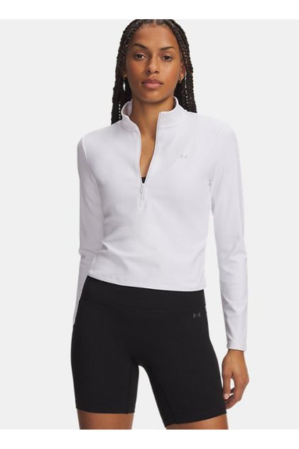 6013775-100 Motion 1/2 Zip Beyaz Slim Fit Düz Kadın T-Shirt