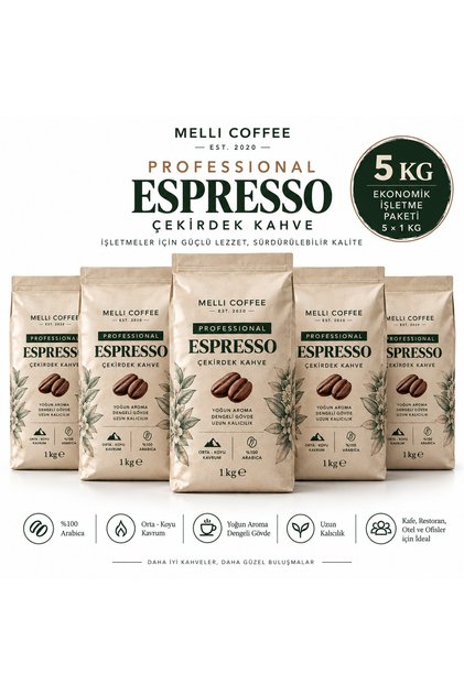 Professional Espresso Coffee Beans 5 kg (5 X 1 kg) – Economical Business Package