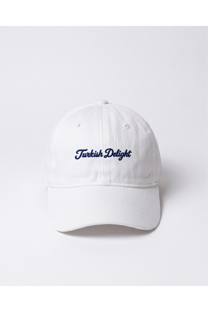 Turkish Delight Navy Blue Embroidered Washed White Cap / Turkish Delight Embroidered Washed Cap