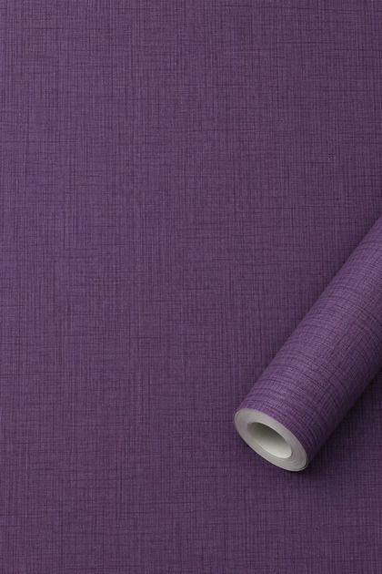 Mürdüm Moru Keten Dokulu Dekoratif Duvar Kağıdı 53 cm x 10 m