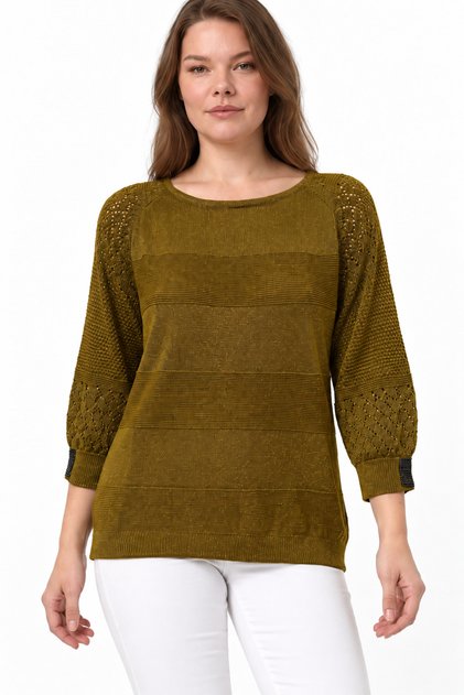 Women's Silvery 4/3 Capri Sleeve Knitwear Blouse