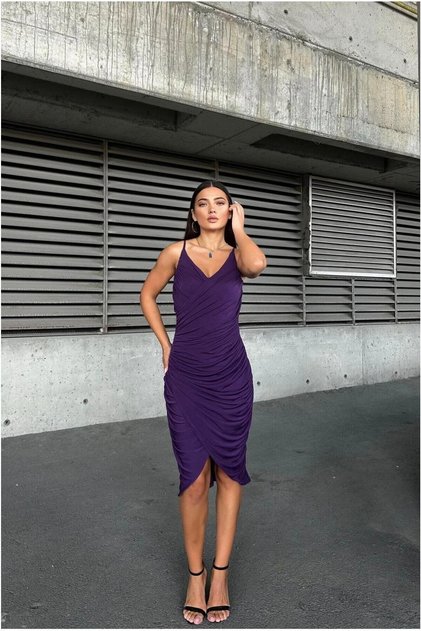 Flexible V Evening Dress Fabric Dress Collar Sandy Gathered