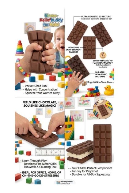 Squeeze premium Chocolate Bar Stress Relief Fidget Toy, Slow-Rebound PU Foam Squeeze Toy