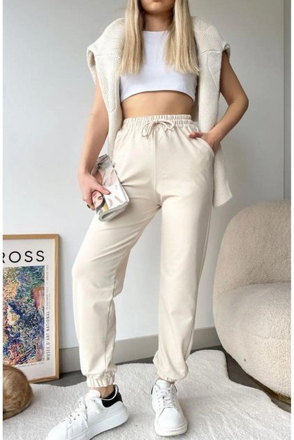 New Season 2 Yarn-Embellished Winter Solid Color Double Pocket Women's Sweatpants