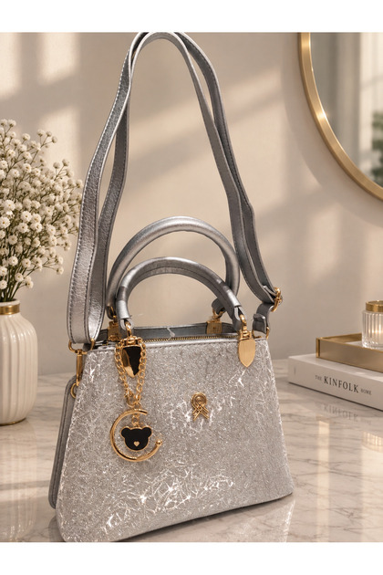 Lunessa Sparkling Charm Detailed Women's Hand & Shoulder Bag - Stylish Bag with Gold Detail