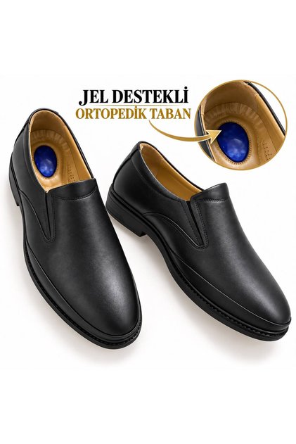 HAKİKİ DERİ BAĞCIKSIZ TAM ORTOPEDİK JEL TABAN KLASİK DERİ AYAKKABI