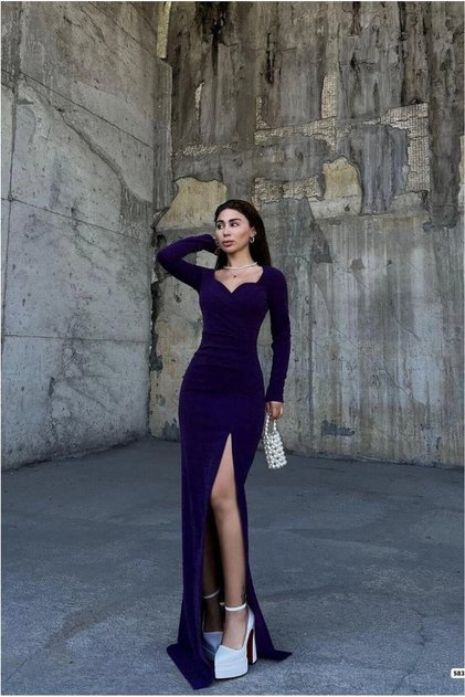 Woven Slit Square Evening Dress Fabric Dress Collar