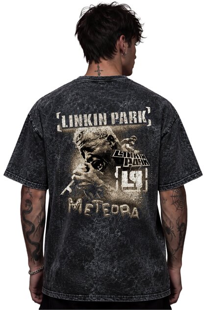 Linkin Park Rock Metal Music Band Printed Unisex Oversize Vintage Washed T-Shirt