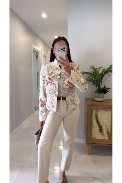 Florse Beige Embroidered Jacket