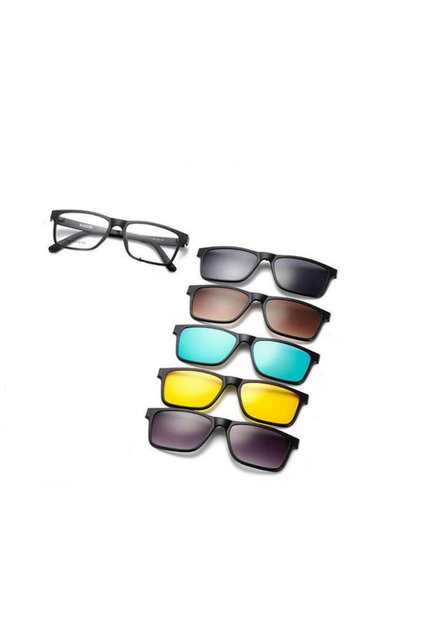 Rame de ochelari negre cu 5 clip-on-uri, din acetat