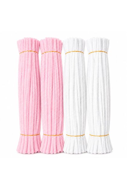 Premium 7mm Thick & Fluffy Pipe Cleaners 400 PCS – PINK Shades