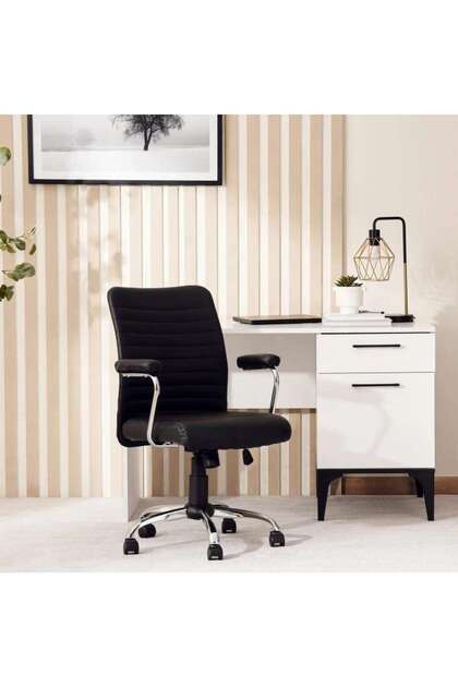 Arries Office Medium Back Chair Pu - Black Silver
