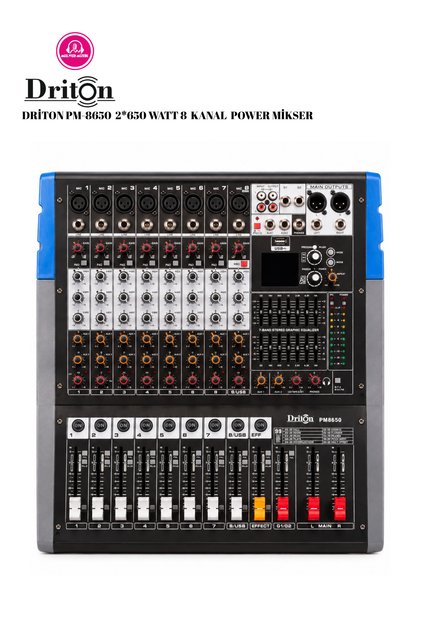 PM-8650 8 Kanal 2x650W Power Mikser DSP Efektli Profesyonel Amfili Ses Mikseri
