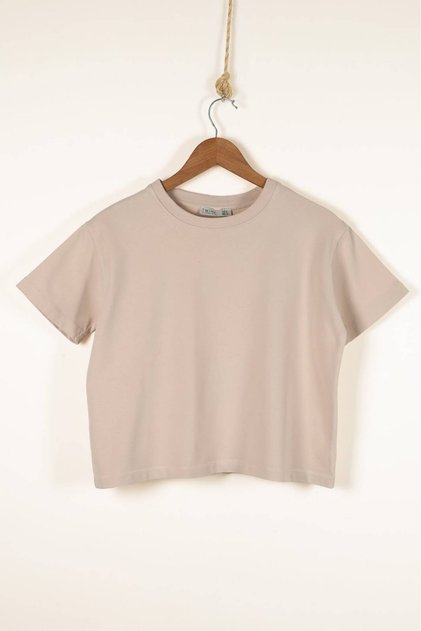 %100 Pamuk Cropped Oversize Basic T-Shirt