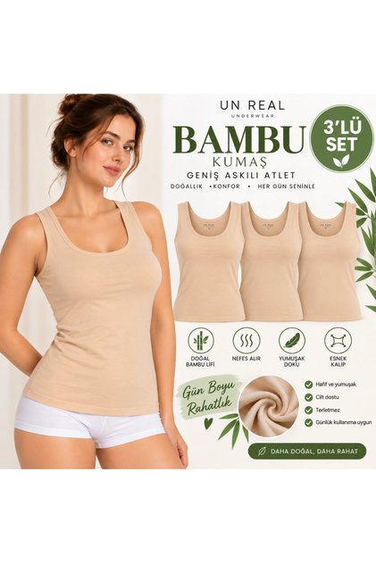Özten 3-Piece Women's Wide Strap Bamboo Athlete Set – Soft and Flexible