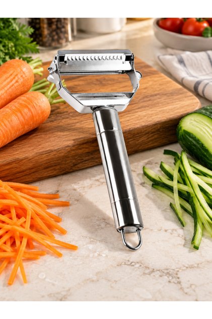 Stainless Steel Julienne Peeler Vegetable Fruit Peeler Dual Function Kitchen Gadget