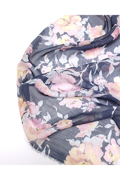 Black Floral Patterned Crinkle Chiffon Woven Fabric for Dresses & Pareoles Width: 145cm