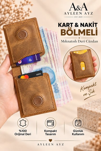 100% Genuine Leather Men's Wallet Viral 3 Models - Magnetic Card Holder, Cash Compartment, Gift Boxed