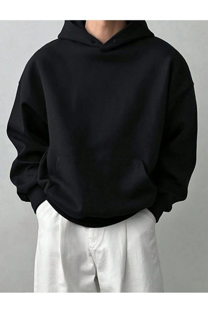 Unisex Black Hooded Sweatshirt Printed Premium Oversize T-Shirt