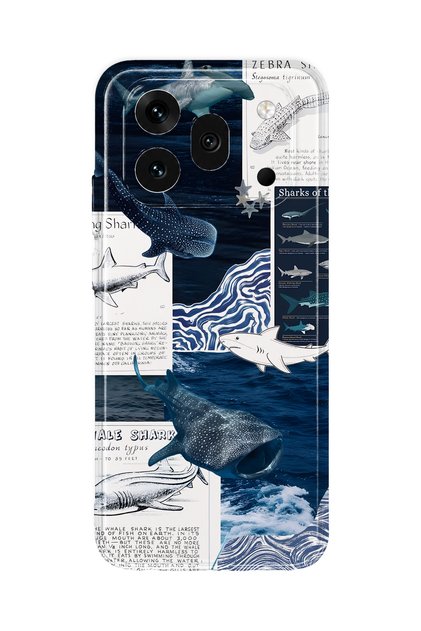 Honor 600 Pro Compatible Shark and Ocean Theme Patterned Transparent Phone Case