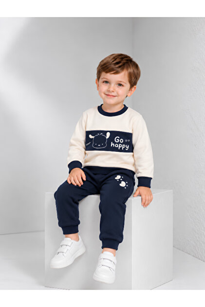 Children's Printed Top and Bottom Sweatshirt Tracksuit Set
