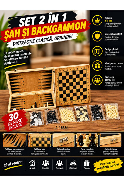 Set 2 în 1 Șah și Backgammon