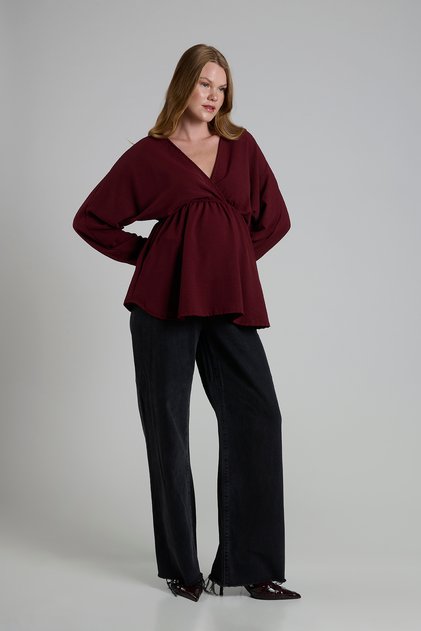Mira V-Neck Gathered Maternity Blouse