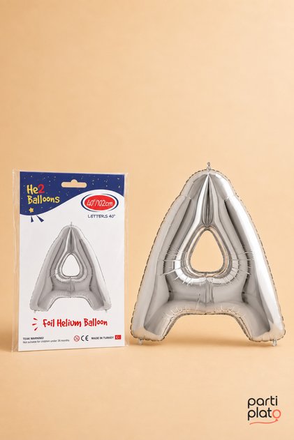 Silver Foil Balloon Letter a 40 Inch 102 Cm, Helium Compatible Silver Color Large Letter Balloon