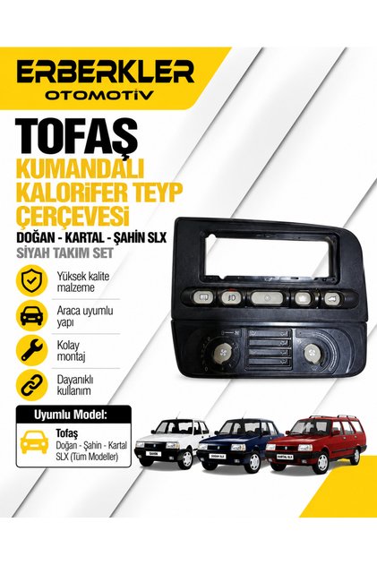 Siyah Tofaş Slx Doğan Kartal Şahin Kumandalı Kalorifer Teyp Çerçevesi Takım Set