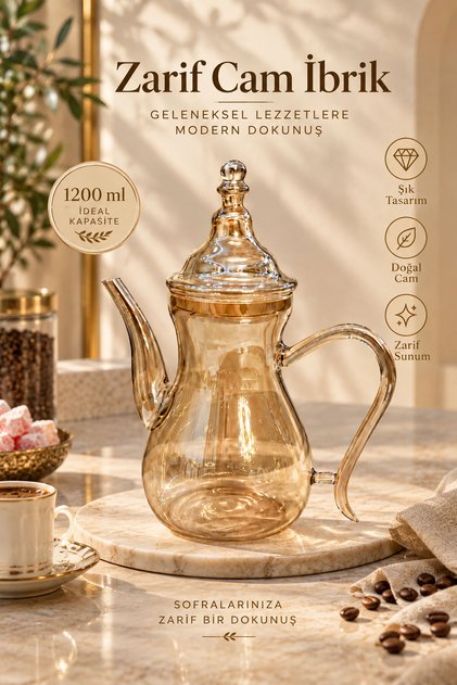 Premium Borosilicate Glass Pitcher 1200 ml – Heat-Resistant Stovetop Coffee and Tea Pitcher, Glass Coffee Infuser