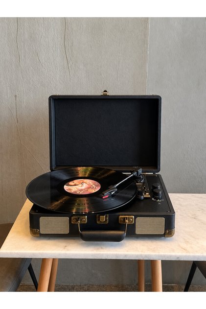 Vintage Suitcase-Style Vinyl Record Player, Supports Record Playing and Bluetooth Connection for Wireless Mobile Music Playback, with Built-In Speakers and Stylish Design, Making It a Unique Choice for Music Enthusiasts and Gifts.