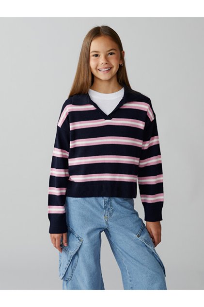 Rmz Gi̇yi̇m Farkiyla Devrik Roba Collar Girls' Knitwear Sweater