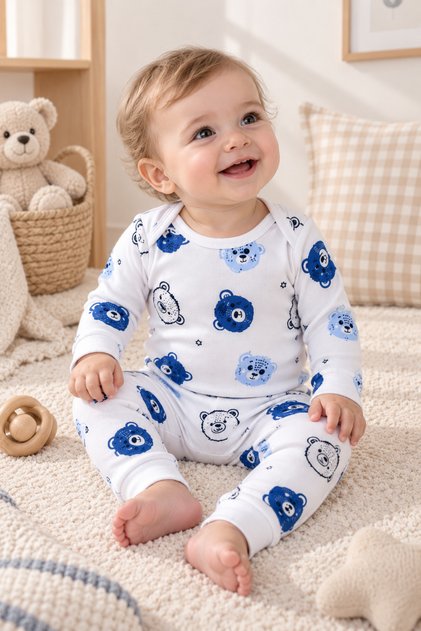 Organic 100% Cotton Newborn Baby Long Sleeve Bodysuit and Bottom Set