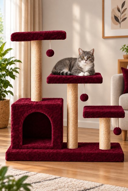 P2 Cat Scratching Nest Play House Luxury Model 3-Bed Wide Nest Erasable Fabric
