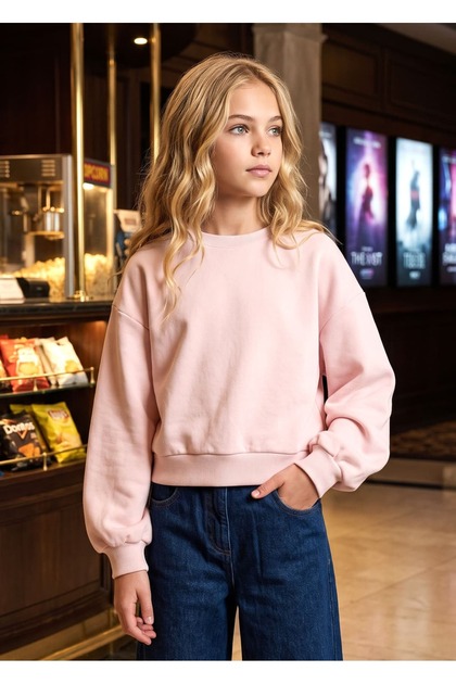 Organic Light Pink Girls' Sweatshirt