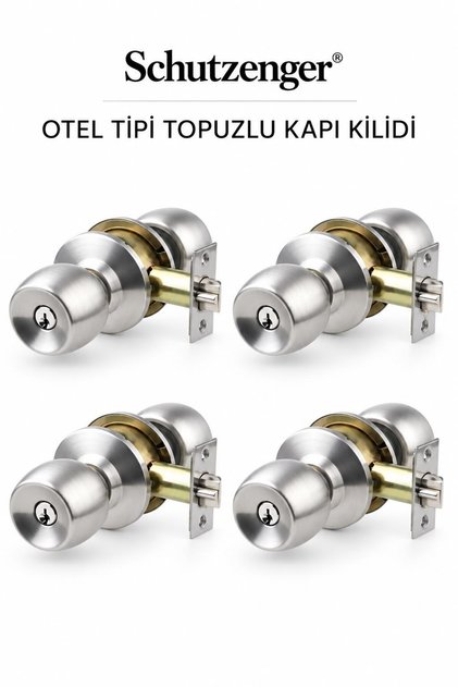 4 ADET OTEL TİPİ TOPUZLU KAPI KOLU KİLİDİ ANAHTARLI GÜVENLİ