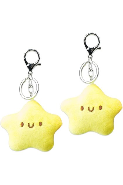 2Pcs Cute Star Keychain with Squeaky Sound,Kawaii Bag Charm for Backpacks and Purses,Stress Relief Accessory for Car Keys and Handbags