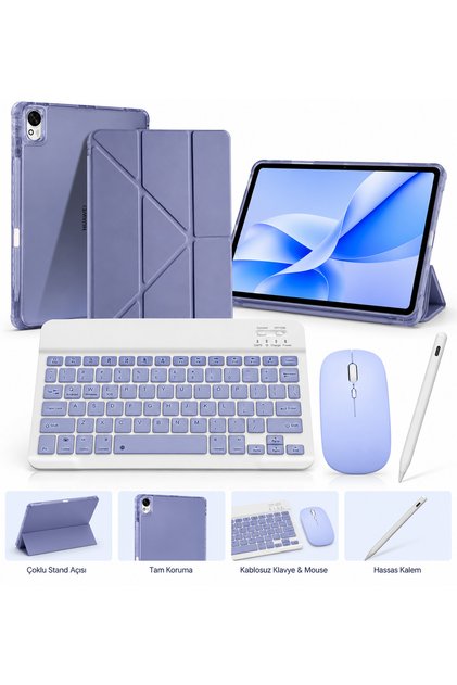 Huawei MatePad 11.5 2023/2024/2025/2026 Smart Combo Türkçe Klavyeli Origami Kılıf Mouse Kalem Seti